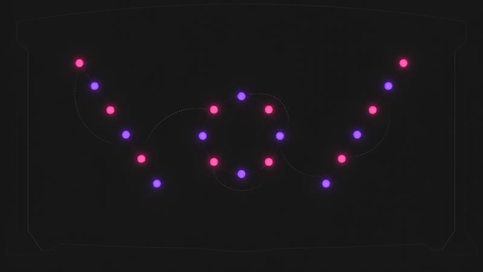Stylized overhead view of corps de ballet formation patterns on a proscenium stage